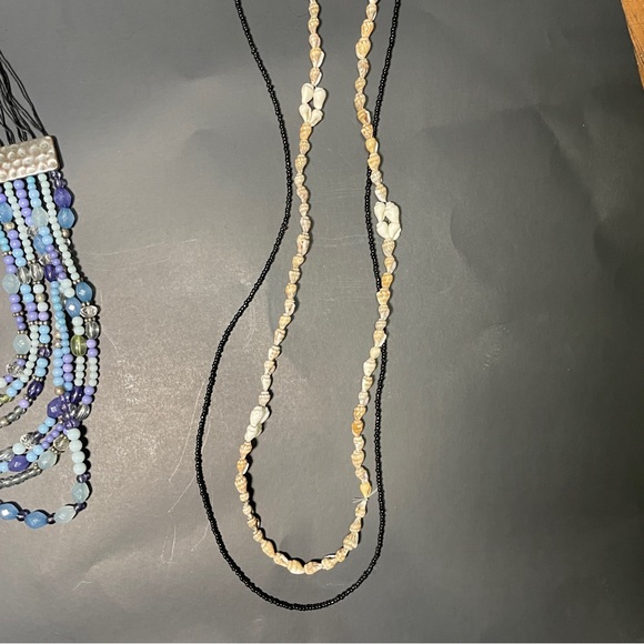Vintage necklaces lot 2!multi strain beaded statement necklaces & 2 single beads - Picture 4 of 14